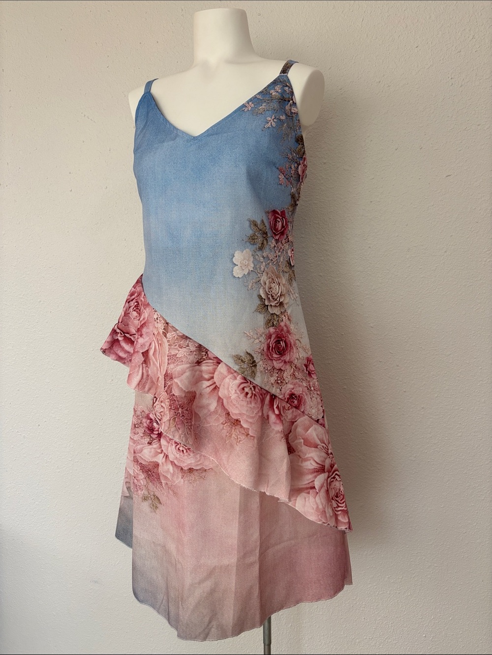 NWT! Ombre Floral Blue & Pink Dress